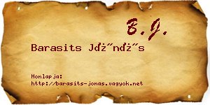 Barasits Jónás névjegykártya
